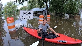 Hurricane Florence Flooding in Fayetteville NC 17SEP2018 Kayaking Over Roads [upl. by Urias]