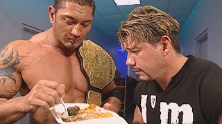 Batista steals Eddie Guerreros dinner SmackDown Sept 30 2005 [upl. by Critchfield]