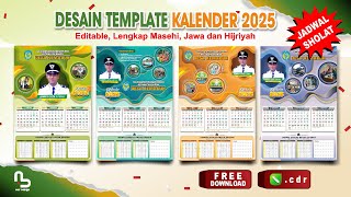 Desain Kalender 2025  LENGKAP Hijriyah Jawa amp Jadwal Sholat FREE CDR  nurdesigns [upl. by Yong]