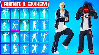 Fortnite EMINEM Skin Showcase with Icon Series Emotes amp Legendary Dances Slim Shady Mask Up [upl. by Nirrat]