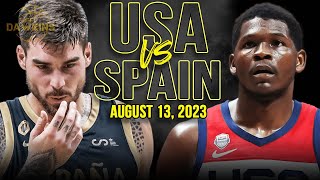 USA vs Spain Full Game Highlights  FIBA World Cup WarmUp  August 13 2023  FreeDawkins [upl. by Grof]