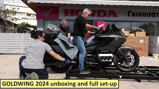 Unboxing 2024 HONDA GOLDWING 1800cc and full setup [upl. by Ardnossac152]