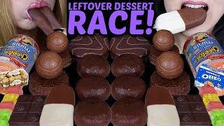 ASMR LEFTOVER DESSERT RACE OREO SNOWBALL CHOCOLATE MOCHI ICE CREAM RAINBOW JELLY STICKS PIES 먹방 [upl. by Adrianna]