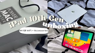 iPad 10th Gen Silver 64GB WiFi Unboxing 2024  Accessories Pencil and Case✨ [upl. by Aikan]