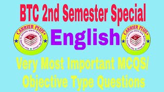 BTC 2nd Semester English Paperbtc 2nd semester most important MCQSDElEd 2nd sem English [upl. by Tnek]