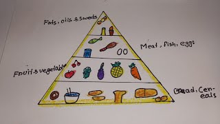 Food pyramid drawingHow to draw Food PyramidFood chart drawing for project [upl. by Yehs]