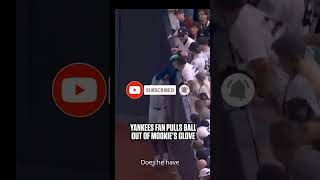 yankeesfan pulls bal out of mookie bettsshorts baseball yankees yankeesbeisbol [upl. by Ardied113]