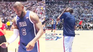 LeBron James Pranked By Kevin Durant During Chalk Toss vs South Sudan 2024 Team USA Basketball [upl. by Ibrik265]