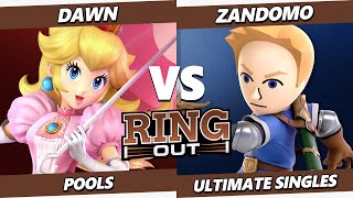 Ring Out  Dawn Peach Vs Zandomo Mii Swordfighter Smash Ultimate  SSBU [upl. by Boardman]