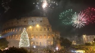 Rome celebrates New Year with fireworks river dive [upl. by Ettevram]