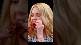 Charlize Theron Reaction Eating Hot chicken wings reaction shortsHotOnes Hot Ones [upl. by Willock]