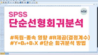 SPSS 단순 선형 회귀분석simple linear regression 방법  단순 회귀분석simple regression  독립변수가 종속변수에 미치는 영향  논쓰남 [upl. by Rahab]