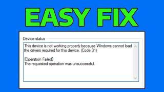 How To Fix The Device is Not Working Properly Because Windows Cannot Load the Drivers Required [upl. by Atoked]