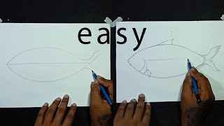 How to draw Fish step by step Very Easy Drawing  Very easy to draw Hilsa fish  art love amp life [upl. by Ahsinut332]