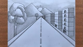 How to Draw a City Road Scenery in 1Point Perspective [upl. by Ann-Marie213]