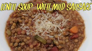 Lentil Sausage Soup In The Crock Pot l Slow Cooker l soup lentilsoup [upl. by Enitram]