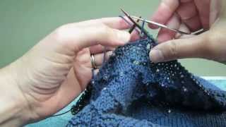 Adding beads to knitting with a crochet hook or Superfloss [upl. by Ravaj]