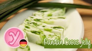 Pandan Kokos Jelly mit Agar Agar  Veganer gesunder Nachtisch  Dessert Snack [upl. by Surdna]