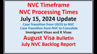 NVC Processing Times As of July 15 2024  August Visa Bulletin  July NVC Backlog Report [upl. by Ravilob]