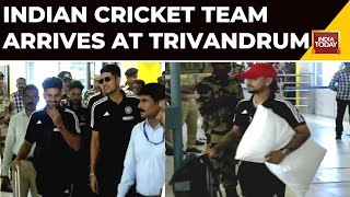 Watch Indian Cricket Team Arrives At Trivandrum Domestic Airport Ahead Of The World Cup [upl. by Uthrop]