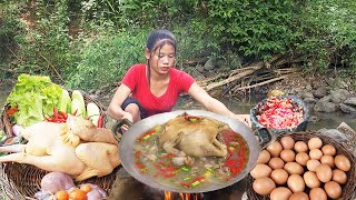 Wow Spicy Chicken Soup Tasty Chicken recipe cooking for jungle food you may like [upl. by Joete783]