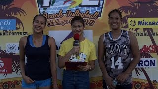 Match MVP Jovelyn Gonzaga and Nerissa Bautista  PSL Beach Volleyball 2016 [upl. by Prentiss]