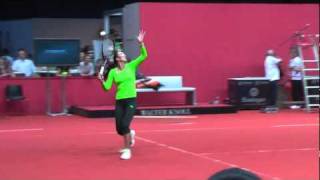 Jelena Jankovic training session  Porsche Tennis Grand Prix 2011 [upl. by Nosretep457]