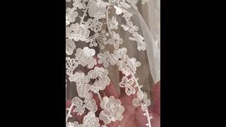 JB016 Shop Online 1 Yard White Embroidered Bridal Lace Material Fabric bridalfabric bridallace [upl. by Engedi665]