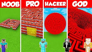 TNT MAZE BASE HOUSE BUILD CHALLENGE  Minecraft Battle NOOB vs PRO vs HACKER vs GOD  Animation [upl. by Adlemi]