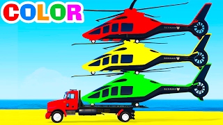 FUN HELICOPTER on Truck amp Cars Spiderman Cartoon for Children amp Colors for Kids w Nursery Rhymes [upl. by Eveivenej]