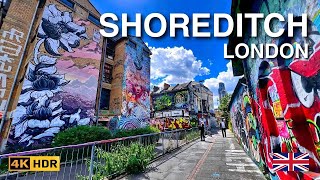 Londons Vibrant Street Art Walking Tour in Shoreditch  the Street Art Paradise in Stunning 4K HDR [upl. by Riti]