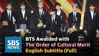 BTS quotAll this glory to ARMYsquot Awarded with the Order of Cultural Merit  English Sub Full  SBS [upl. by Aihcela]