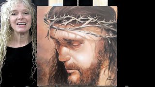 CROWN OF THORNSHow to DRAW and PAINT with acrylics Portrait of JesusEasy Beginner Acrylic Tutorial [upl. by Ellednek]