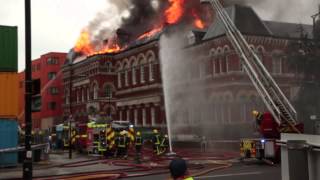 Library roof fire  Newington Library amp Museum Walworth road  London UK [upl. by Ecirehs125]