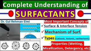 SURFACTANTS Structure and Mechanism  Types and Properties of Surfactants Surfaceinterface Tension [upl. by Neneek]