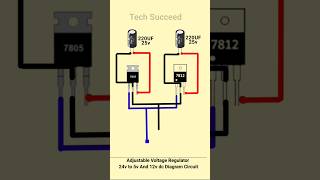 Adjustable Voltage Regulator 24v to 5v And 12v dc Diagram Circuit reels vlog viralshorts [upl. by Aiuqet]