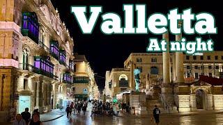 Malta at Night  16 minutes live walk in Valletta [upl. by Vinaya]