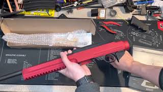 PMACA manufacturing 1022 chassis long nose red open box review and installation Ruger 31145 BX25 [upl. by Jarid125]