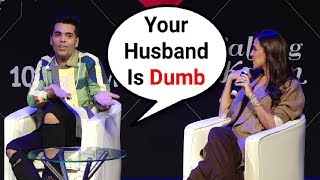 Karan Johar Calls Neha Dhupia Husband Angad Bedi Dumb [upl. by Ahsinahs]