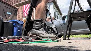 Cutting Deck Boards For A Small Deck While Enjoying My Old Red Wing Logger Boots Without Socks [upl. by Pedersen]