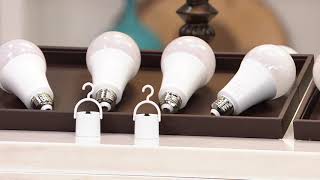 BrightLiving Set of 4 LED Light Bulbs with BuiltIn BackUp Battery on QVC [upl. by Aserehtairam923]