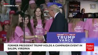 President Trump Invites Roanoke Womens Swim Team Onstage [upl. by Adiela]