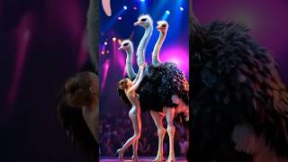 Pretty Girl Climbs ThreeHeaded Ostrich on Americas Got Talent [upl. by Supat]