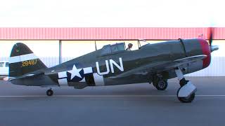 Republic P47 Thunderbolt Razorback Start Up Taxi amp Takeoff [upl. by Nena]