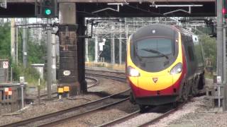 Pendolino Full Speed and Tilt Through Tamworth Station Bridge [upl. by Inaj]