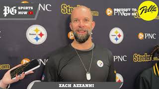 Steelers bye WR coach Zach Azzanni tunes out NFL trade deadline chatter praises George Pickens [upl. by Ehgit]