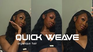 diy how to do a quickweave with leave out tutorial  organique hair [upl. by Orsola]