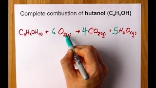 Complete Combustion of Butanol C4H9OH Balanced Equation [upl. by Nivrad]