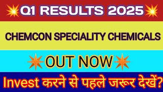 Chemcon Q1 Results 2024 🔴 Chemcon Results 🔴 Chemcon Share Latest News 🔴 Chemcon Speciality Chemicals [upl. by Brennan253]