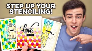 3 Ways To Step Up Your Stenciling On Cards [upl. by Richardo]